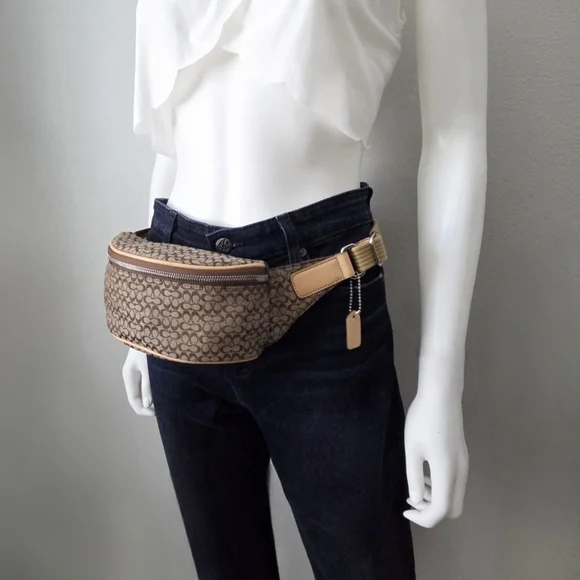 Coach Y2K Logo Fanny Pack Belt Bag, Neutral Tan Canvas & Leather Babe Vibes - Picture 2 of 16